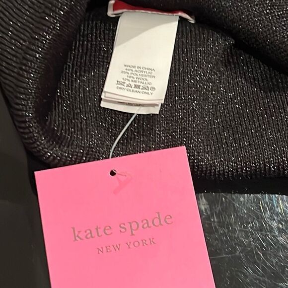 NWT Kate Spade metallic beanie black - Picture 4 of 6